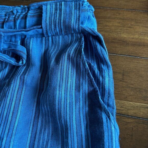 Indigo Rein Blue Linen Blend Belted Split Hem Wide Leg Pants Size Large - Picture 6 of 9